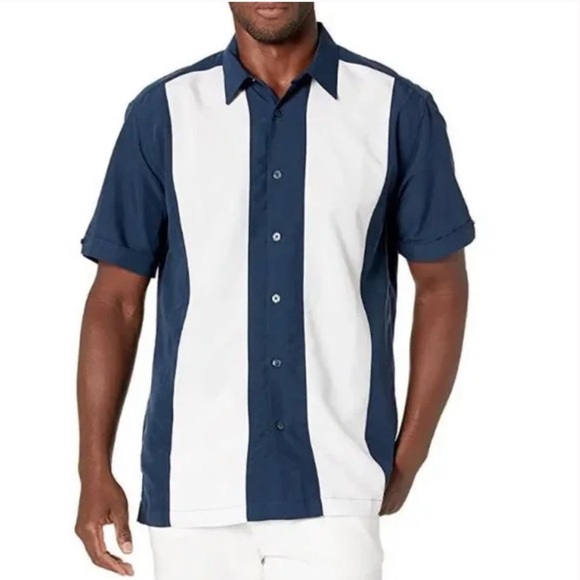 Cubavera Men's Standard Retro Color Block Short Sleeve Viscose Sz M - Picture 1 of 10